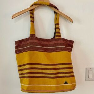 Prana Striped Yellow and Brown Tote Bag